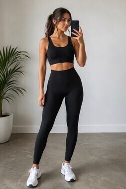 SPANX NWT Black High Rise Shaping Leggings XL Seamless Tummy Control Athleisure